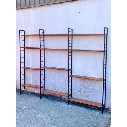 825 - A teak Ladderax shelving system designed by Robert Heal for Staples. Mid century. Circa 1962. 262 x ... 