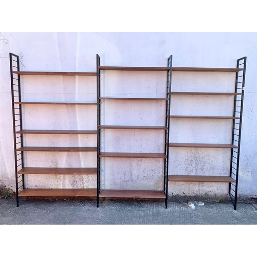 826 - A teak Ladderax shelving system designed by Robert Heal for Staples. Mid century. Circa 1962. 292 x ... 