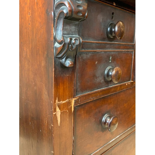 846 - A large Victorian mahogany secretaire chest of drawers. Circa 1860-1870. 124.5 x 56 x 125cm.