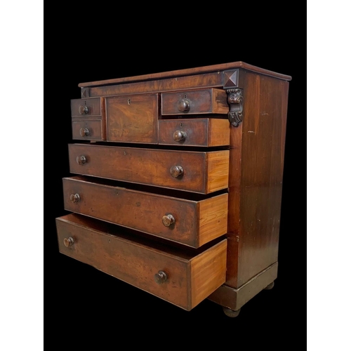 846 - A large Victorian mahogany secretaire chest of drawers. Circa 1860-1870. 124.5 x 56 x 125cm.