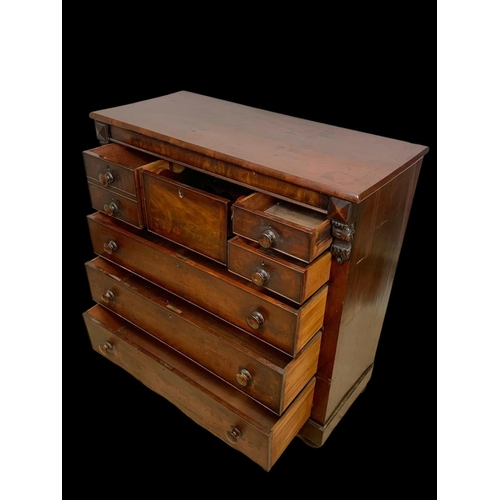 846 - A large Victorian mahogany secretaire chest of drawers. Circa 1860-1870. 124.5 x 56 x 125cm.