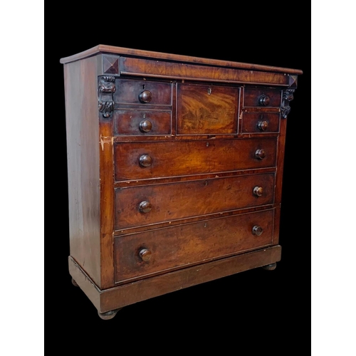 846 - A large Victorian mahogany secretaire chest of drawers. Circa 1860-1870. 124.5 x 56 x 125cm.