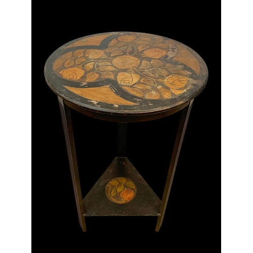 851 - An Edwardian side table with Pokerwork decoration. Circa 1900-1910. 44 x 44 x 76cm.