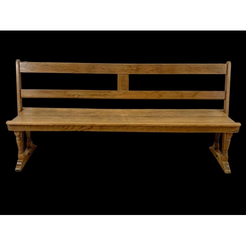 853 - A late 19th century pine reversible railway bench. 183cm.