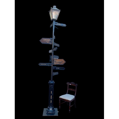 855 - A large vintage Victorian style cast iron garden street lamp. 353cm.