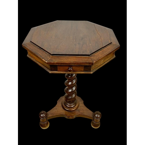 860 - A Victorian style mahogany pedestal table with drawer. 49.5 x 73.5cm