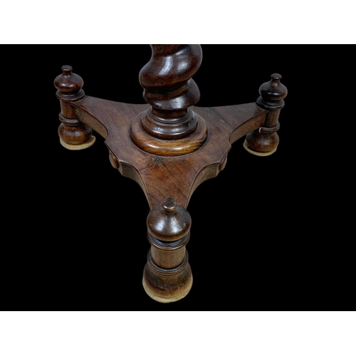 860 - A Victorian style mahogany pedestal table with drawer. 49.5 x 73.5cm