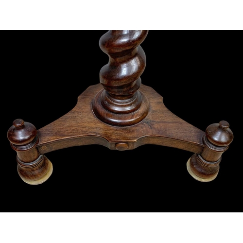 860 - A Victorian style mahogany pedestal table with drawer. 49.5 x 73.5cm