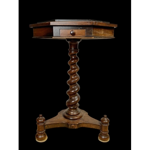 860 - A Victorian style mahogany pedestal table with drawer. 49.5 x 73.5cm