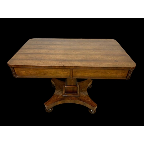 871 - An early 19th century William IV rosewood library table with 2 drawers. Circa 1835. 105.5 x 62. X 74... 