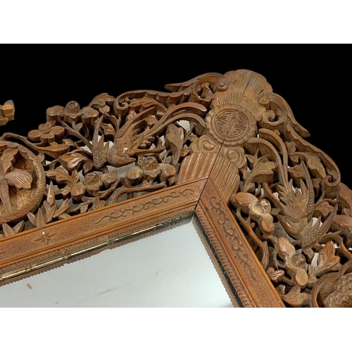 877 - A 19th century carved ornate Chinese mirror. Song Sing Gung Carver & Picture Frame Makers. Circa 186... 