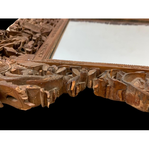 877 - A 19th century carved ornate Chinese mirror. Song Sing Gung Carver & Picture Frame Makers. Circa 186... 