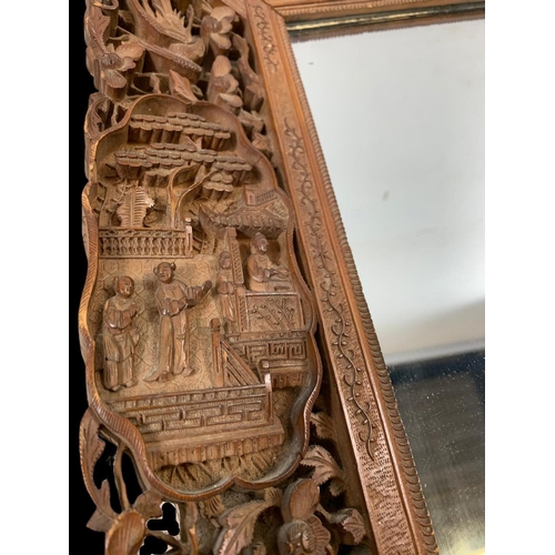 877 - A 19th century carved ornate Chinese mirror. Song Sing Gung Carver & Picture Frame Makers. Circa 186... 