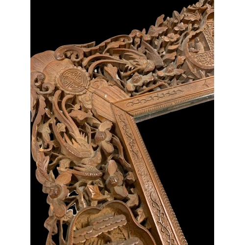 877 - A 19th century carved ornate Chinese mirror. Song Sing Gung Carver & Picture Frame Makers. Circa 186... 