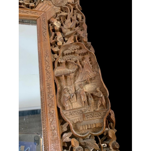 877 - A 19th century carved ornate Chinese mirror. Song Sing Gung Carver & Picture Frame Makers. Circa 186... 