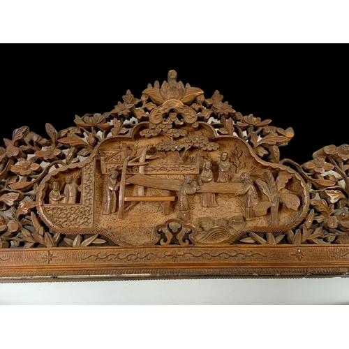 877 - A 19th century carved ornate Chinese mirror. Song Sing Gung Carver & Picture Frame Makers. Circa 186... 