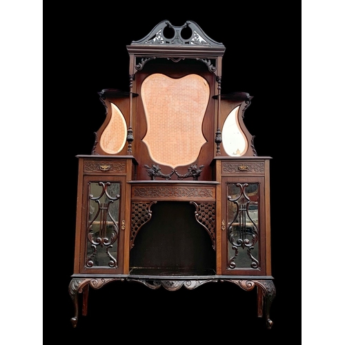 885 - A late Victorian mahogany mirror back sideboard. Circa 1880-1900. 124 x 41 x 199cm.