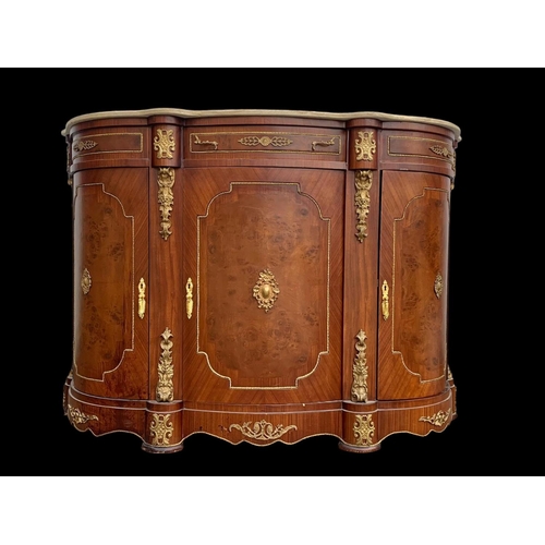 887 - An 18th century style marble top credenza with brass ormolu mounts. 145 x 48.5 x 104cm.