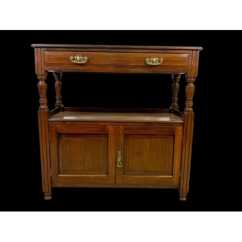 901 - A late 19th century walnut buffet table with drawer and 2 door cupboard. Circa 1880-1900. 100 x 41 x... 