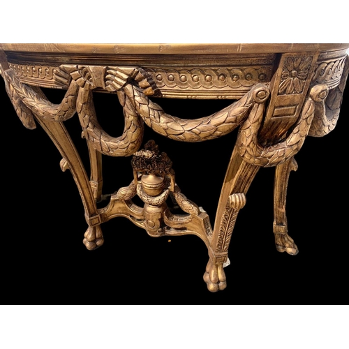 931 - A Regency style gilt marble top console table. 103 x 48 x 81cm.