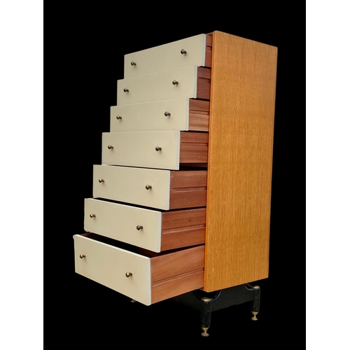 947 - A tall G-Plan China White chest of drawers. E. Gomme. Librenza. 60.5 x 40.5 x 127.5cm.