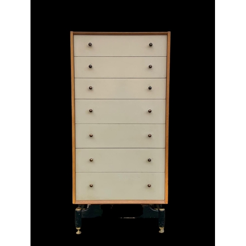 947 - A tall G-Plan China White chest of drawers. E. Gomme. Librenza. 60.5 x 40.5 x 127.5cm.