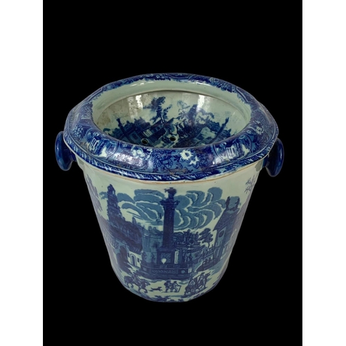 95 - A Victoria Ware Ironstone blue and white Slop Bucket. 32 x 28cm.