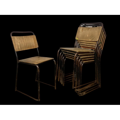 971 - A set of 6 vintage industrial stacking chairs.