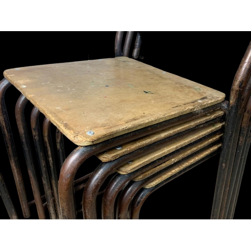 971 - A set of 6 vintage industrial stacking chairs.