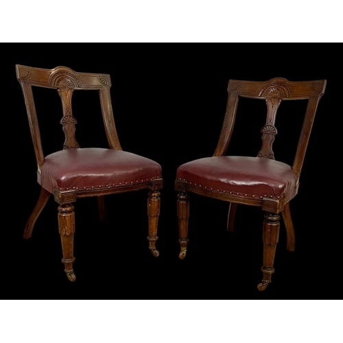 988 - A set of 5 Victorian mahogany chairs with leather seats. Circa 1880.