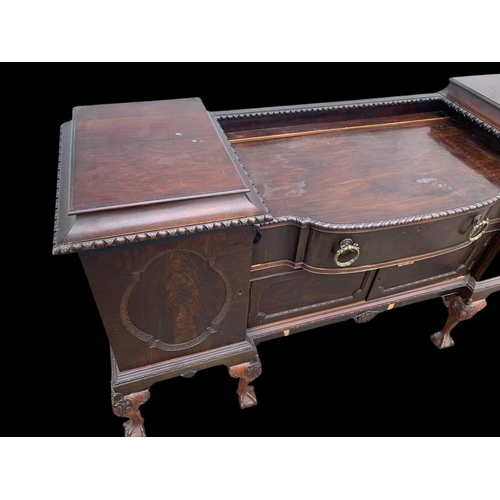 989 - A large early 20th century Chippendale style mahogany sideboard. Circa 1930. 203 x 62 x 109cm.