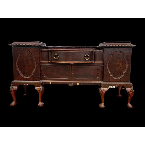 989 - A large early 20th century Chippendale style mahogany sideboard. Circa 1930. 203 x 62 x 109cm.