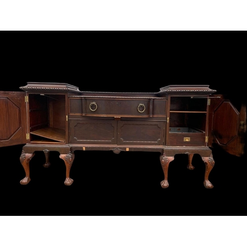 989 - A large early 20th century Chippendale style mahogany sideboard. Circa 1930. 203 x 62 x 109cm.