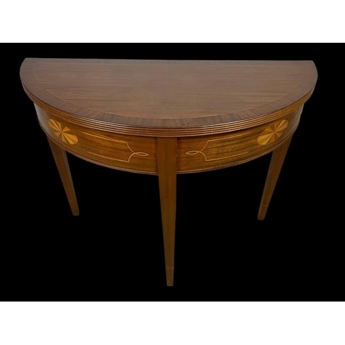 990 - An inlaid hall table made from Victorian and modern parts. 90.5 x 40.5 x 74cm