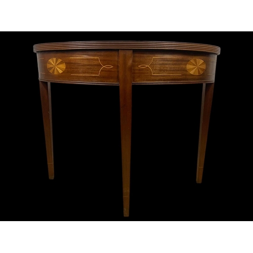 990 - An inlaid hall table made from Victorian and modern parts. 90.5 x 40.5 x 74cm