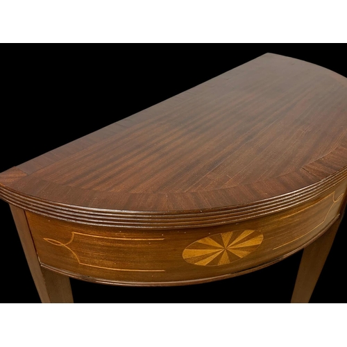 990 - An inlaid hall table made from Victorian and modern parts. 90.5 x 40.5 x 74cm