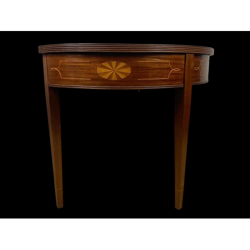 990 - An inlaid hall table made from Victorian and modern parts. 90.5 x 40.5 x 74cm