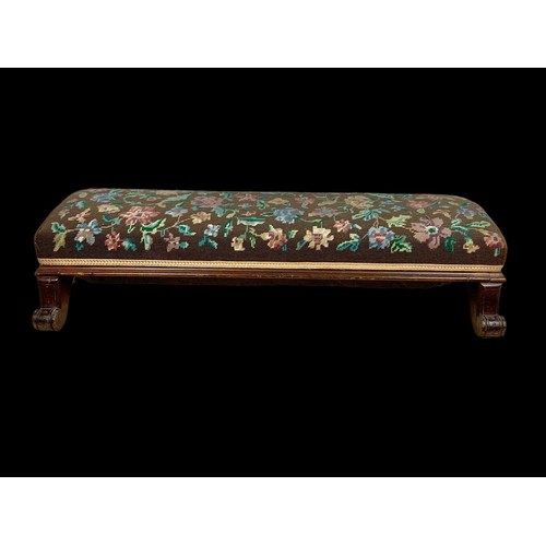 859a - A Victorian tapestry top mahogany footstool. Circa 1870. 92 x 41 x 19cm.