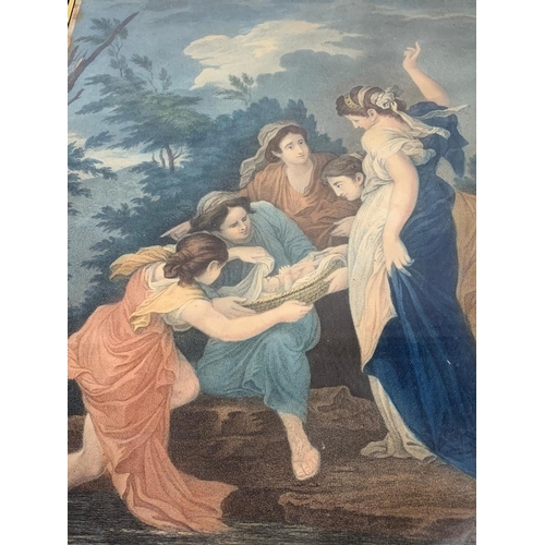 195 - A late 19th century ornate gilt framed religious print. The Finding of Moses. 51 x 63.5cm.