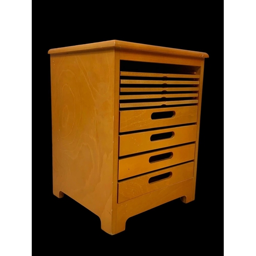 197 - A games chest with contents. 35.5 x 33 x 47cm.