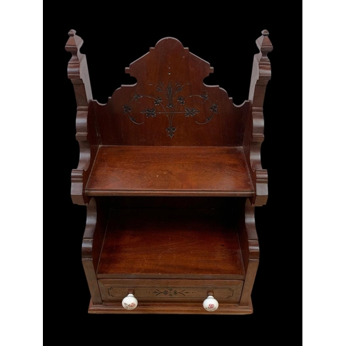 203 - A late Victorian walnut wall bracket with drawer. Circa 1900. 42 x 24 x 61cm.