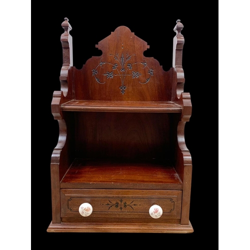 203 - A late Victorian walnut wall bracket with drawer. Circa 1900. 42 x 24 x 61cm.