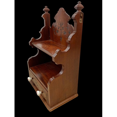 203 - A late Victorian walnut wall bracket with drawer. Circa 1900. 42 x 24 x 61cm.