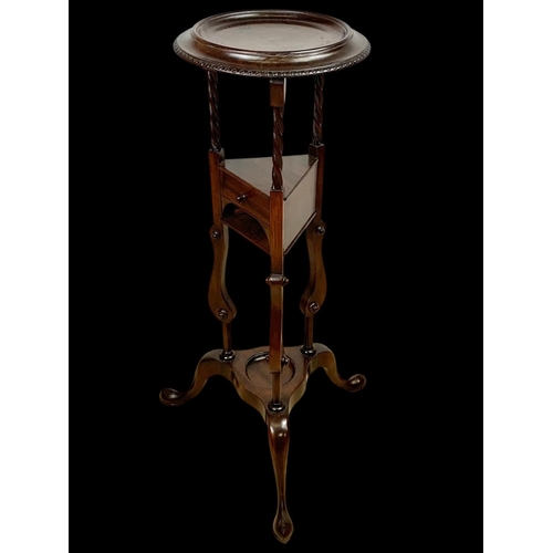 802 - A mahogany Georgian style wig stand stand with drawer. 86cm.