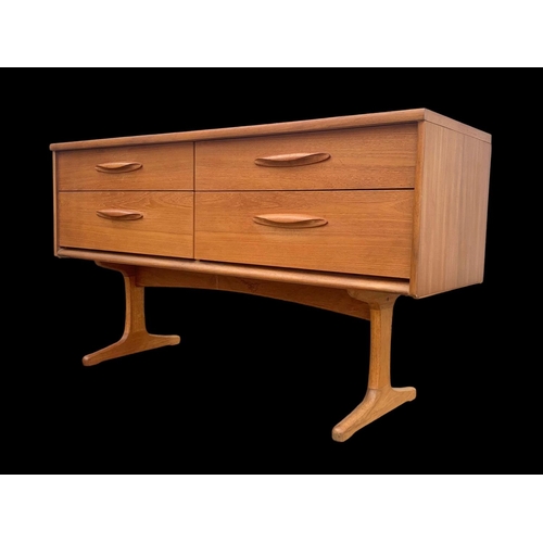 837 - A teak 4 drawer sideboard designed by Frank Guille for Austinsuite. Mid century. Circa 1960’s. 124.5... 