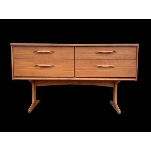 837 - A teak 4 drawer sideboard designed by Frank Guille for Austinsuite. Mid century. Circa 1960’s. 124.5... 