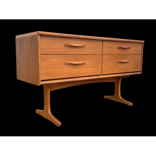 837 - A teak 4 drawer sideboard designed by Frank Guille for Austinsuite. Mid century. Circa 1960’s. 124.5... 