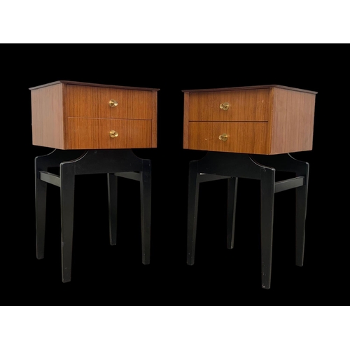 839 - A pair of Tola wood 2 drawer bedsides by Limelight. Mid century. Circa 1950’s. 36.5 x 34.5 x 65cm.