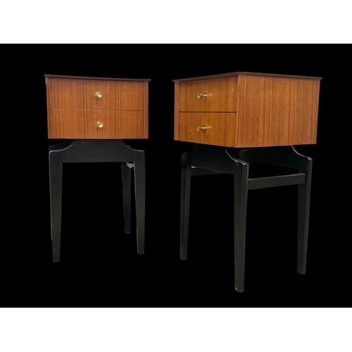 839 - A pair of Tola wood 2 drawer bedsides by Limelight. Mid century. Circa 1950’s. 36.5 x 34.5 x 65cm.