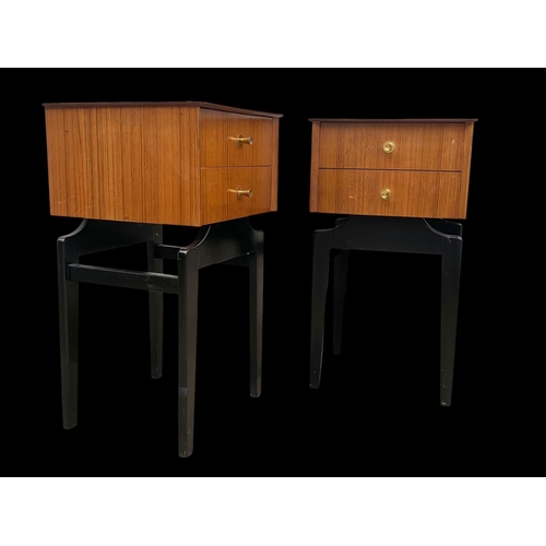 839 - A pair of Tola wood 2 drawer bedsides by Limelight. Mid century. Circa 1950’s. 36.5 x 34.5 x 65cm.